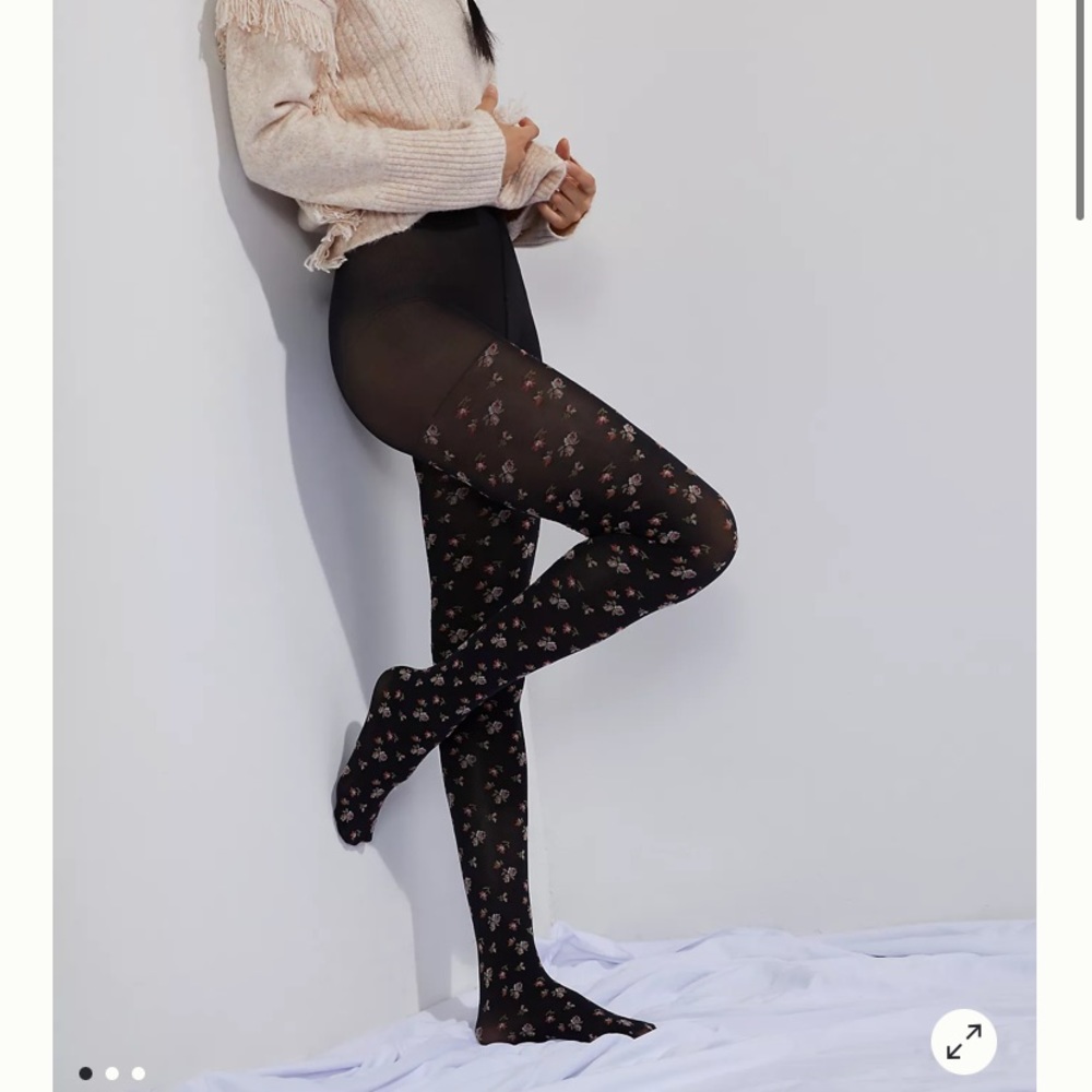 Anthropologie Hansel Basel Floral Opaque Tights - Picture 12 of 14